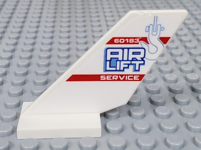 Lego Tail Shuttle with '60183 AIR LIFT SERVICE' and Hook Pattern on Both Sides (Stickers) - Set 60183