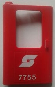 Lego Door 1 x 4 x 5 Train Left, Thin Support at Bottom with Austrian Railways Logo and '7755' Pattern (Sticker) - Set 7755