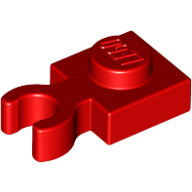 Lego Plate Special 1 x 1 with Clip Vertical [Thick Open O Clip] / Red