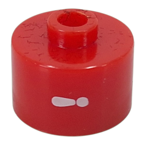 Lego Pen Bead, Round Long, Flat Edge with White '!' Print
