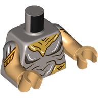 Lego Torso, Gold Armour Print, Warm Tan Arms and Hands / Flat Silver