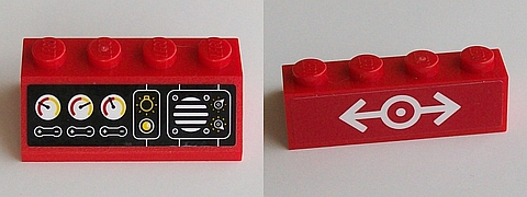 Lego Slope 45 2 x 4 with Black Instrument Panel and White Train Logo Pattern (Stickers) - Set 60098 / Red