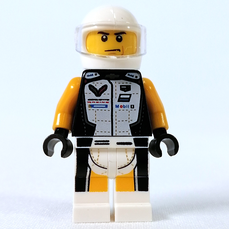 Lego Race Driver - Black Torso, White Legs, White Helmet