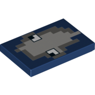 Lego Tile 2 x 3 with Pixelated Squid Face print / Dark Blue
