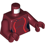 Lego Torso Bodysuit, 2 Red Stripes Print, Dark Red Arms and Hands