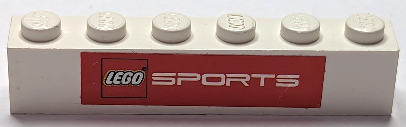 Lego Brick, 1 x 6 with LEGO Sports Logo on Red Background Pattern (Sticker) - Set 3578
