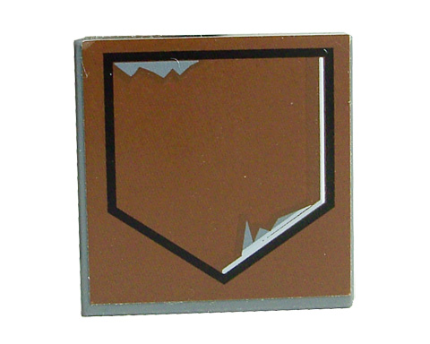 Lego Tile 2 x 2 with Black Pentagon and Paint Scratches Pattern (Sticker) - Set 6210 / Dark Bluish Gray