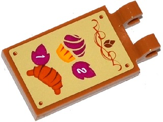 Lego Tile, Modified 2 x 3 with 2 Clips with Muffin, Croissant and Prices Pattern (Sticker) - Set 41074