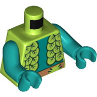 Lego Torso Vest Made From Leaves Print, Dark Turquoise Arms and Hands / Lime