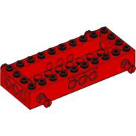 Lego Vehicle Base 4 x 10 x 1 1/3 with 8 x 2 Recessed Center [4 Pins / Technic Holes] / Red