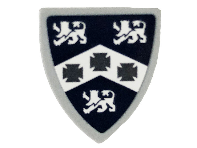Lego Minifigure, Shield Triangular Short with 3 White Lions and Maltese Crosses Pattern (Sticker) - Set 71040 / Light Bluish Gray