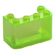 Lego Windscreen 2 x 4 x 2 Vertical / Trans-Bright Green