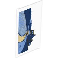 Lego Glass for Window 1 x 4 x 6 with Cel with Bright Light Blue/Black/Tan House on Road, Fields Print / Trans-Clear