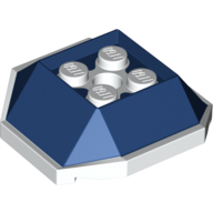 Lego Brick Wedged, Sloped 4 x 4 with White Underside Pattern (Koopa Troopa Shell) / Dark Blue