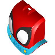 Lego Windscreen 8 x 6 x 3 with Bar Handle and Mudguard, Medium Azure Fender, Spider-Man Eyes Print / Red