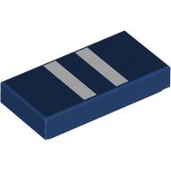 Lego Tile 1 x 2 with 2 White Stripes Print