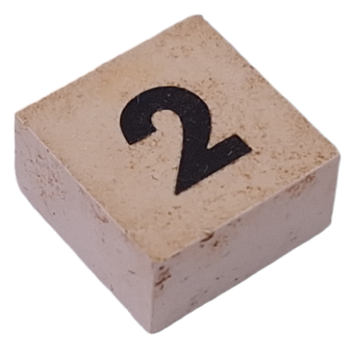 Lego Modulex Tile 2 x 2 with Small Black '2' Print, without Internal Supports