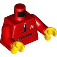 Lego Torso Tracksuit Jacket, Zipper across Belly, Pocket Print, Red Arms, Yellow Hands / Red