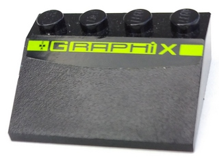 Lego Slope 33 3 x 4 with Lime 'GRAPHiX' Pattern (Sticker) - Set 8192 / Black