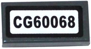 Lego Tile 1 x 2 with 'CG60068' Pattern (Sticker) - Set 60068