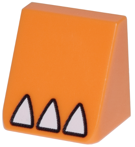 Lego Slope 30 1 x 1 x 2/3 with White Triangle Claws with Black Outline Pattern / Orange