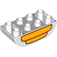 Lego Duplo Brick 2 x 4 Curved Bottom with Beehive Print / White