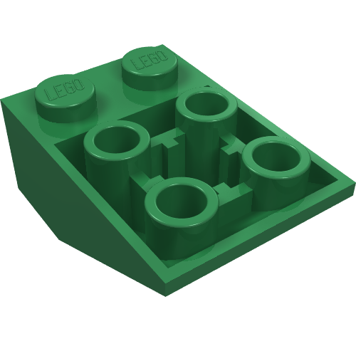 Lego Brick Sloped Inverted 33° 3 x 2, Connections between Studs, Ovoid Bottom Pin / Green