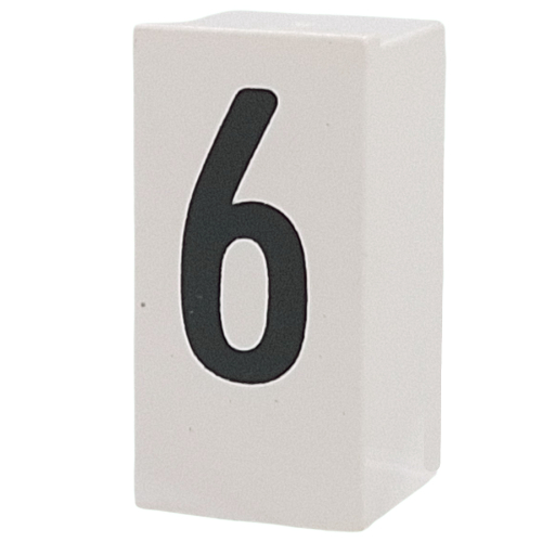 Lego Tile Special 1 x 2 x 5/6 with Stud Hole in End with '6' Print