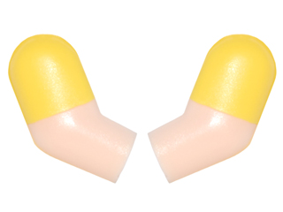 Lego Arm, (Matching Left and Right) Pair with Molded Yellow Short Sleeves  Pattern / Light Nougat