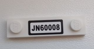 Lego Plate, Modified 1 x 4 with 2 Studs without Groove with 'JN60008' Pattern (Sticker) - Set 60008