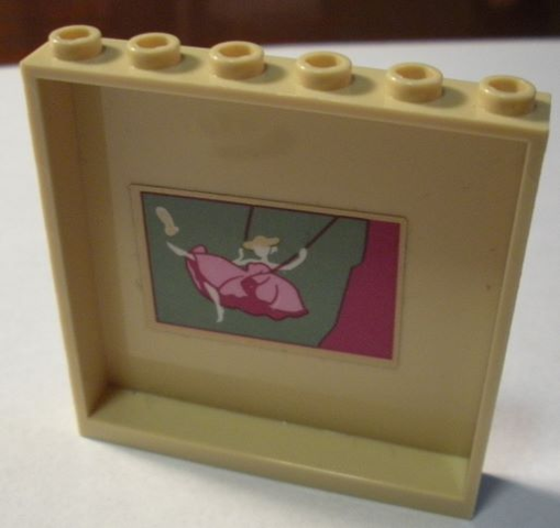 Lego Panel 1 x 6 x 5 with Painting of Girl in Pink Dress on Swing Pattern on Inside (Sticker) - Set 41068
