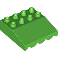 Lego Duplo Roofpiece Slope 33 4 x 4 with Awning Overhang with 9 Bottom Tubes / Bright Green