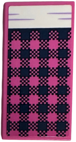 Lego Tile 2 x 4 with Blanket with Dark Blue Plaid and White Bedsheet Pattern (Sticker) - Set 41740