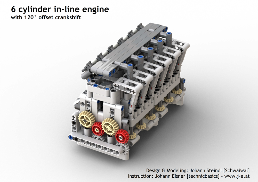 Lego 6 cylinder in-line engine