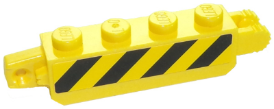 Lego Hinge Brick 1 x 4 Locking with Black and Yellow Thin Danger Stripes (4 Black Stripes), Yellow Corners Pattern on Both Sides (Stickers) - Set 60123