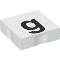 Lego Duplo Tile 2 x 2 with Lowercase 'g' Print / White