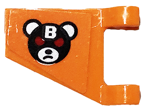 Lego Flag 2 x 2 Trapezoid with Flat Edge with Bane Teddy Bear Head with Silver Letter B and Red Eyes Pattern Model Right Side (Sticker) - Set 70914