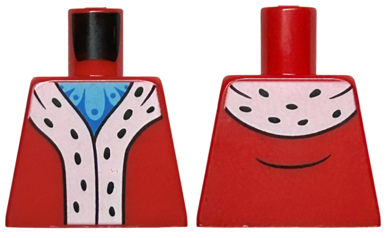 Lego Torso Coat with White Trim with Black Spots, Medium Azure and Blue Shirt Pattern
