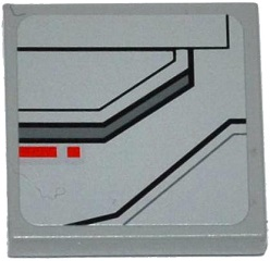 Lego Tile 2 x 2 with SW TIE Advanced Prototype Pattern Model Left Side (Sticker) - Set 75082 / Light Bluish Gray