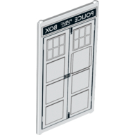 Lego Glass for Window 1 x 4 x 6 with 'POLICE PUBLIC CALL BOX' Mirror Image Tardis Door Print