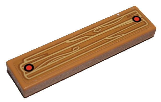 Lego Tile 1 x 4 with Wood Grain and 2 Red Nails Pattern (Sticker) - Set 41378 / Medium Nougat