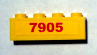 Lego Brick 1 x 4 with Red '7905' Pattern (Sticker) - Set 7905 / Yellow