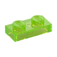 Lego Plate 1 x 2 / Trans-Bright Green