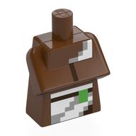 Lego Torso Special, Long with Folded Arms with Pixelated White Apron, Green Shape Print / Reddish Brown