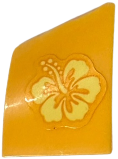 Lego Wedge 3 x 2 Left No Studs with Bright Light Yellow Hibiscus Flower Pattern (Sticker) - Set 43249