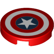 Lego Tile Round 2 x 2 with Captain America Star Print
