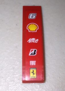 Lego Slope, Curved 4 x 1 with Number 6 and Shell, Alice, Bridgestone, Fiat and Ferrari Logos Pattern (Sticker) - Set 8155
