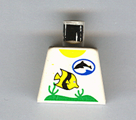 Lego Torso Divers Dolphin Logo and Fish Pattern / White
