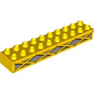 Lego Duplo Brick 2 x 10 with Yellow Girders on Light Bluish Gray Print / Yellow