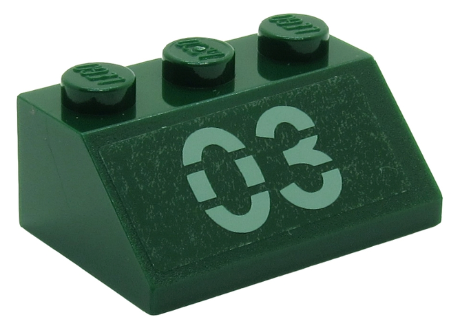Lego Slope 45 2 x 3 with Sand Green '03' Pattern (Sticker) - Set 7626